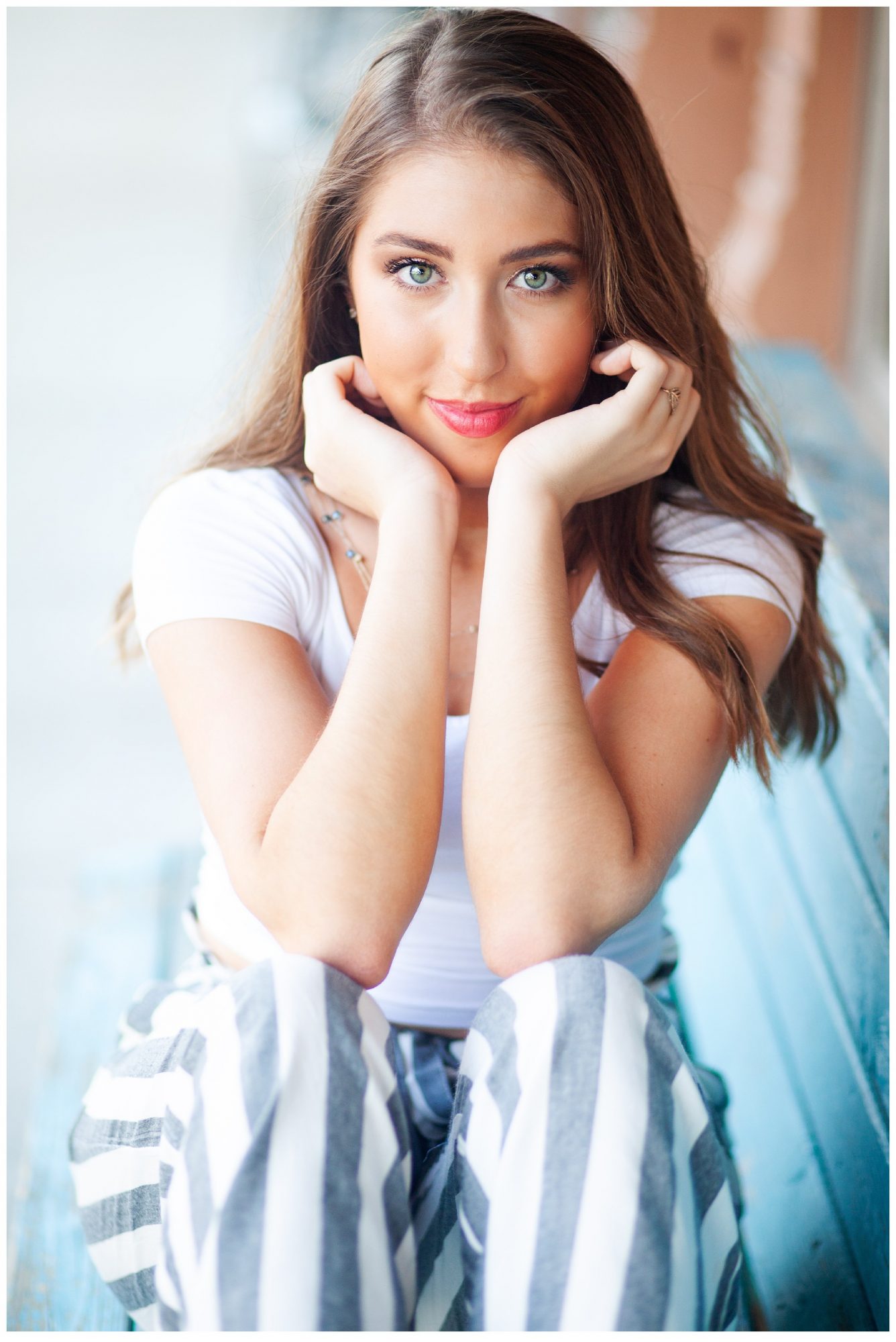 louisville senior high school girl with blue eyes in downtown LaGrange.